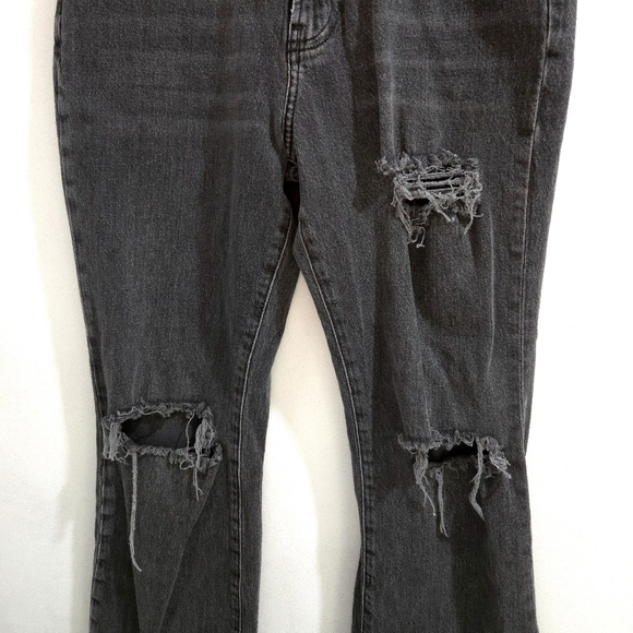 BDG | Women's Distressed Black Jeans Stretch High Rise Flare - Picture 3 of 11